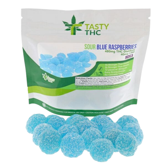 Sour Blue Raspberries 600mg | Indica | Tasty THC